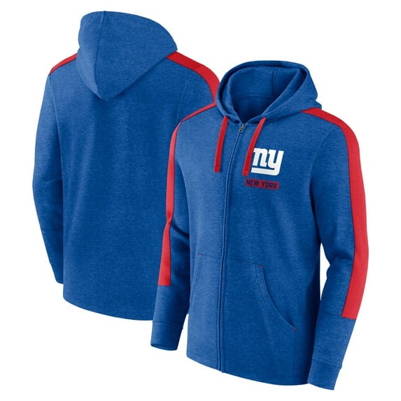 Men's-Fanatics Heather Royal New York Giants Gains Full-Zip Hoodie