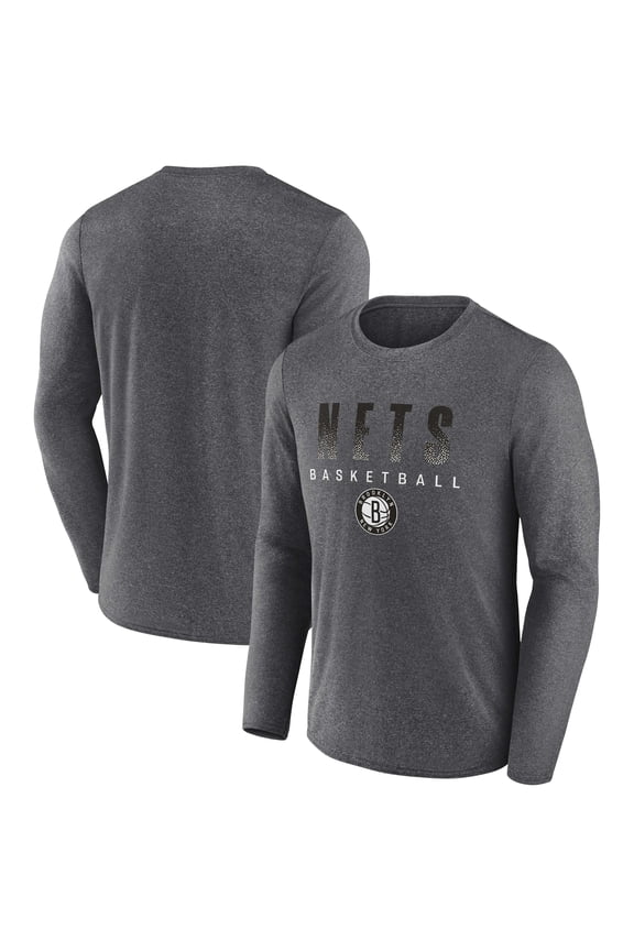 Men's Fanatics Heathered Charcoal Brooklyn Nets Where Legends Play Iconic Practice Long Sleeve T-Shirt