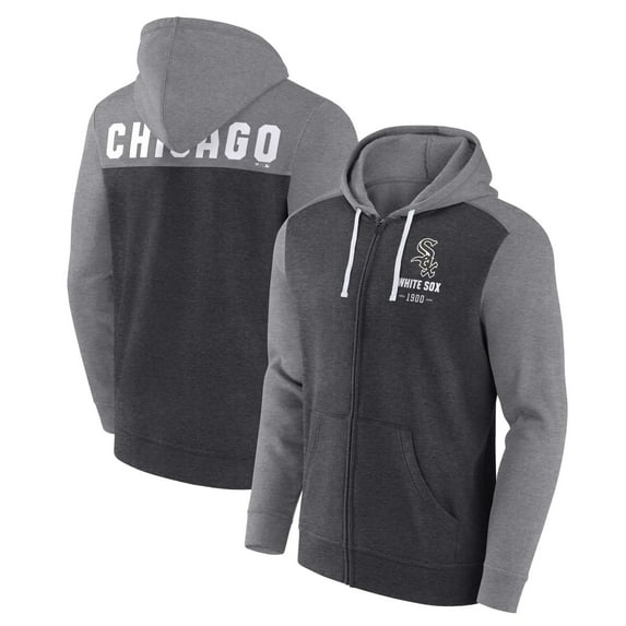 Men's Fanatics Heathered Charcoal/Heathered Gray Chicago White Sox Blown Away Full-Zip Hoodie