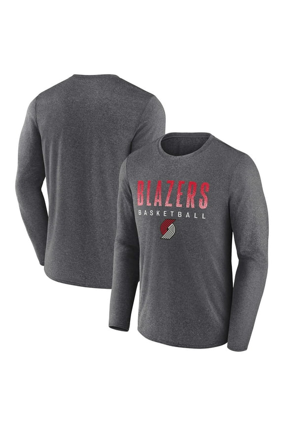 Men's Fanatics Heathered Charcoal Portland Trail Blazers Where Legends Play Iconic Practice Long Sleeve T-Shirt