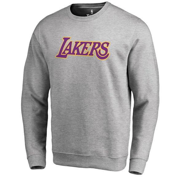 Men's Heathered Gray Los Angeles Lakers Wordmark Pullover Sweatshirt