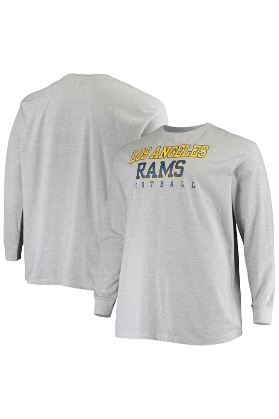 Men's Fanatics Heathered Gray Los Angeles Rams Big & Tall Practice Long Sleeve T-Shirt