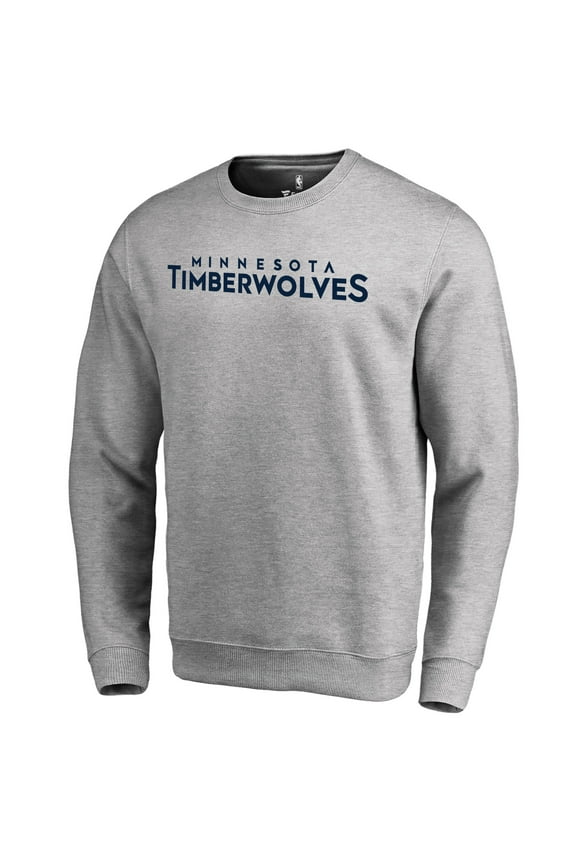 Men's Heathered Gray Minnesota Timberwolves Wordmark Pullover Sweatshirt