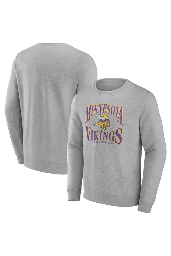 Men's Fanatics Heathered Gray Minnesota Vikings Playability Pullover Sweatshirt