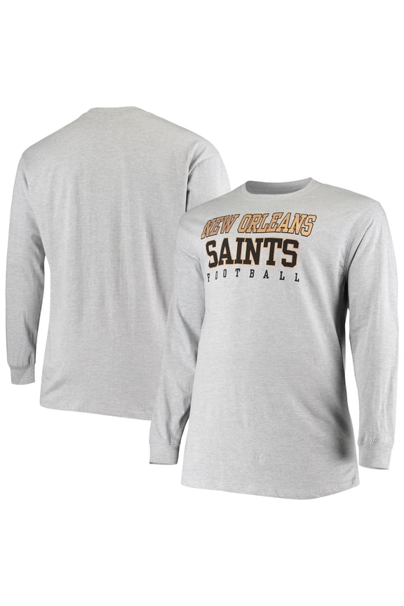 Men's Fanatics Heathered Gray New Orleans Saints Big & Tall Practice Long Sleeve T-Shirt
