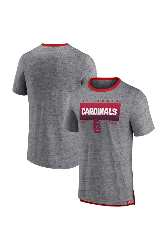 Men's Fanatics Heathered Gray St. Louis Cardinals Iconic Team Element Speckled Ringer T-Shirt