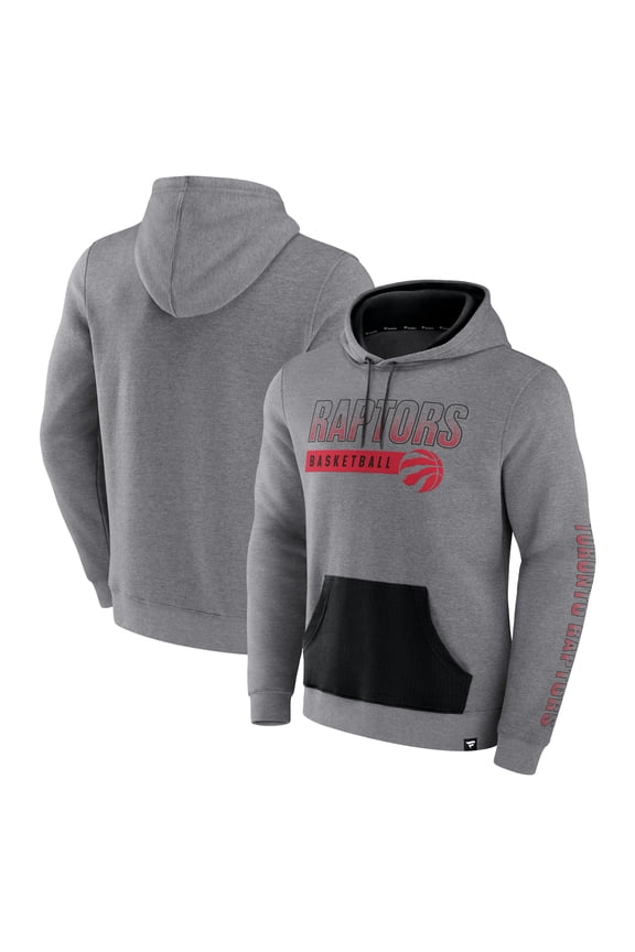 Men's Fanatics Heathered Gray Toronto Raptors Off The Bench Color Block Pullover Hoodie