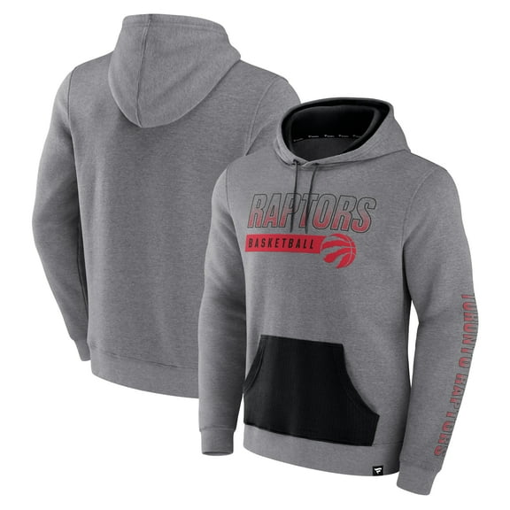 Men's Fanatics Heathered Gray Toronto Raptors Off The Bench Color Block Pullover Hoodie