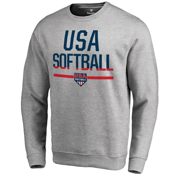 Men's Heathered Gray USA Softball Team Base Sweatshirt