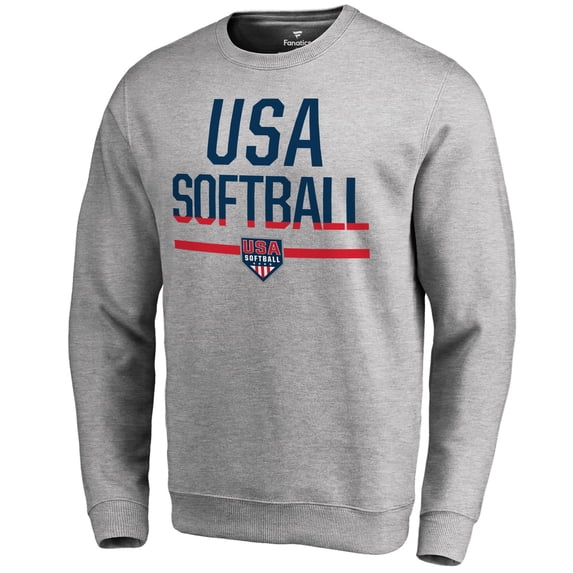 Men's Heathered Gray USA Softball Team Base Sweatshirt