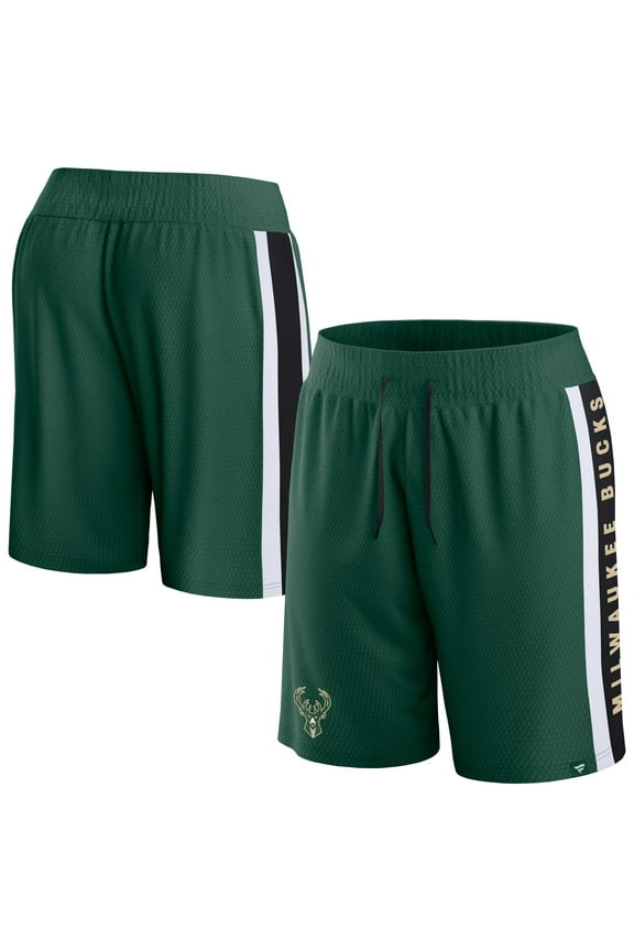 Men's Fanatics Hunter Green Milwaukee Bucks Referee Iconic Mesh Shorts