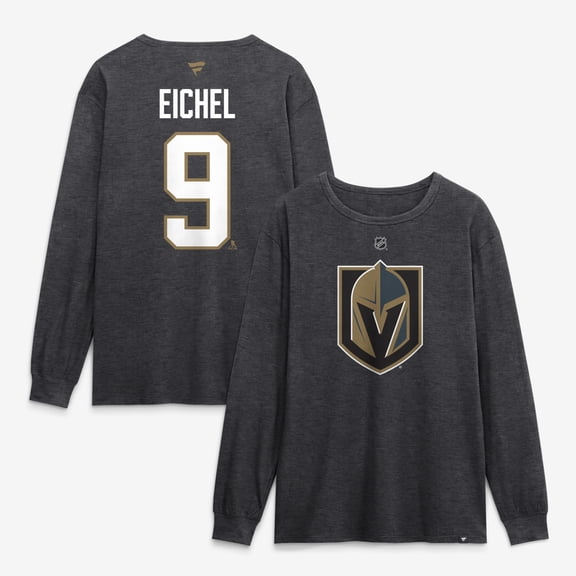 Men's Fanatics Jack Eichel Charcoal Vegas Golden Knights Authentic Stack Name & Number Long Sleeve T-Shirt