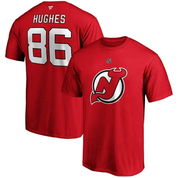 Men's Fanatics Jack Hughes Red New Jersey Devils Big & Tall Name & Number T-Shirt