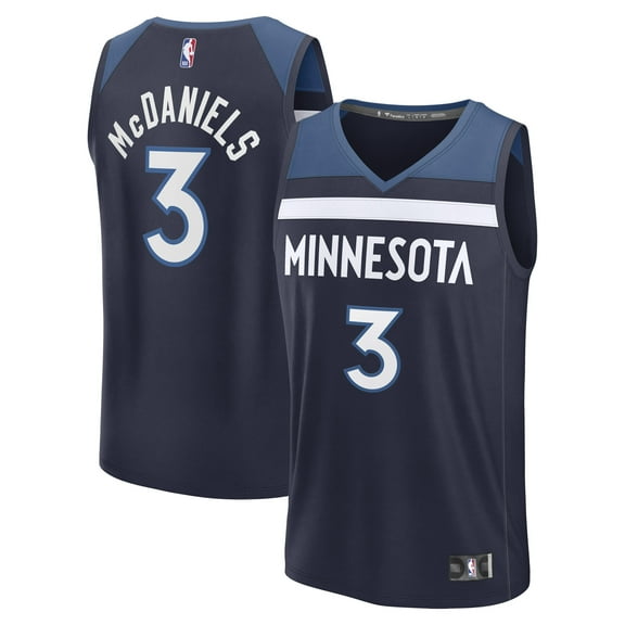 Men's Fanatics Jaden McDaniels Navy Minnesota Timberwolves Fast Break Replica Player Jersey - Icon Edition