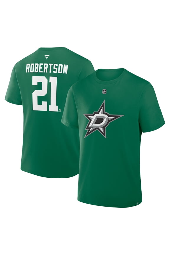 Men's Fanatics Jason Robertson Kelly Green Dallas Stars Authentic Stack Name & Number T-Shirt