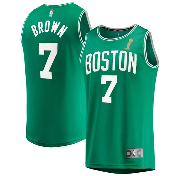 Men's Fanatics Jaylen Brown Kelly Green Boston Celtics 2024 NBA Finals Champions Fast Break Replica Player Jersey - Icon