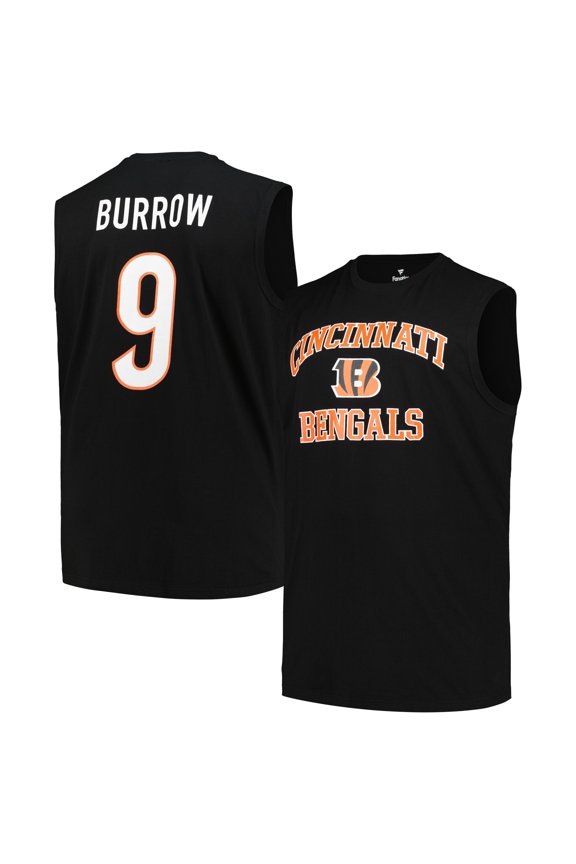 Men's Fanatics Joe Burrow Black Cincinnati Bengals Big & Tall Muscle Tank Top