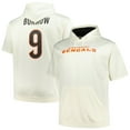 thumbnail image 1 of Men's Fanatics Joe Burrow Cream Cincinnati Bengals Big & Tall Short Sleeve Hoodie T-Shirt, 1 of 3