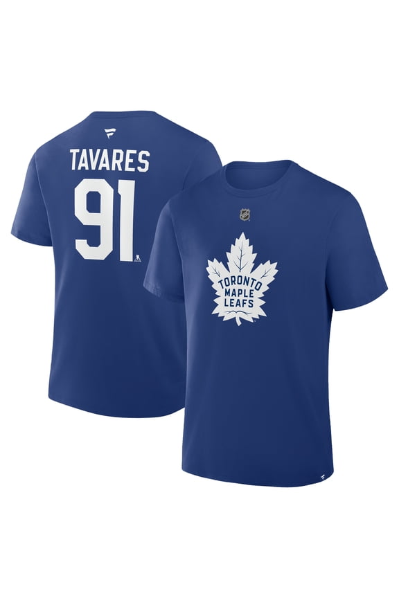 Men's Fanatics John Tavares Blue Toronto Maple Leafs Authentic Stack Name & Number T-Shirt