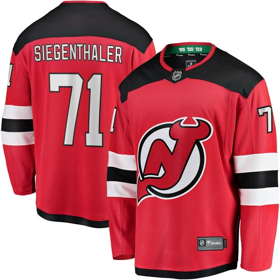 Men's Fanatics Jonas Siegenthaler Red New Jersey Devils Home Breakaway Player Jersey