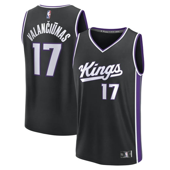 Men's Fanatics Jonas Valan-i-nas Black Sacramento Kings Fast Break Replica Jersey - Icon Edition