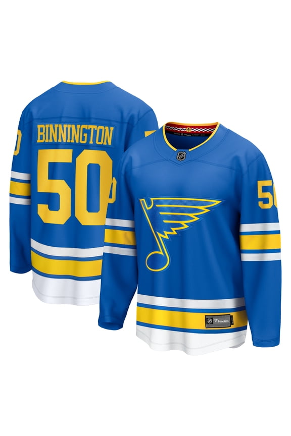 Men's Fanatics Jordan Binnington Blue St. Louis Blues Home Breakaway Player Jersey