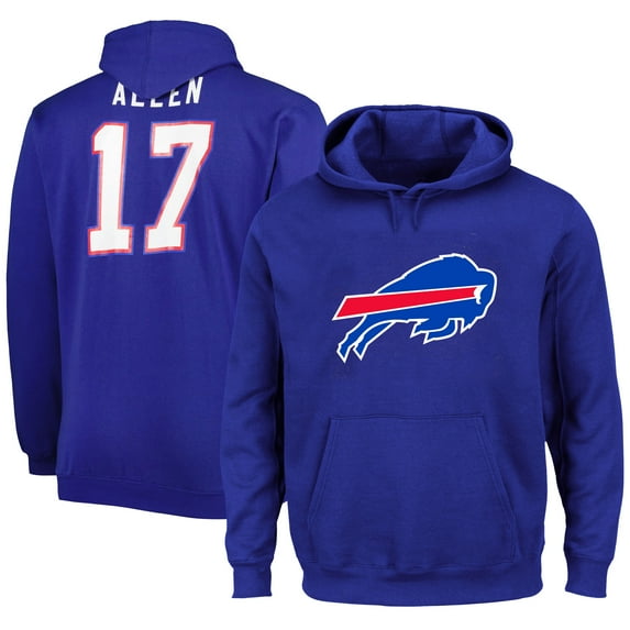 Men's Fanatics Josh Allen Royal Buffalo Bills Big & Tall Fleece Name & Number Pullover Hoodie