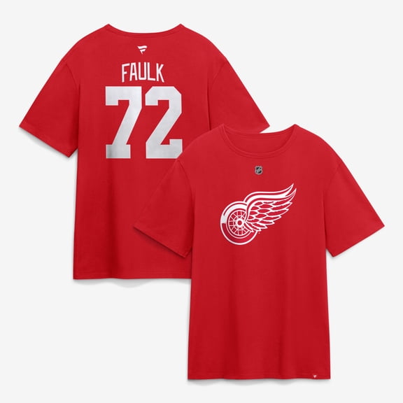 Men's Fanatics Justin Faulk Red Detroit Red Wings Authentic Stack Name & Number T-Shirt