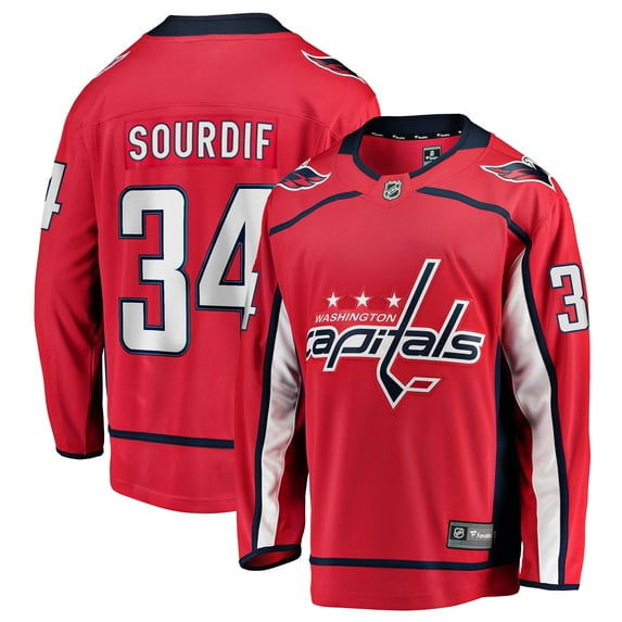 Men's Fanatics Justin Sourdif Red Washington Capitals Home Breakaway Jersey