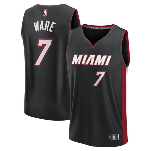 Men's Fanatics Kel'el Ware Black Miami Heat Fast Break Replica Player Jersey - Icon Edition