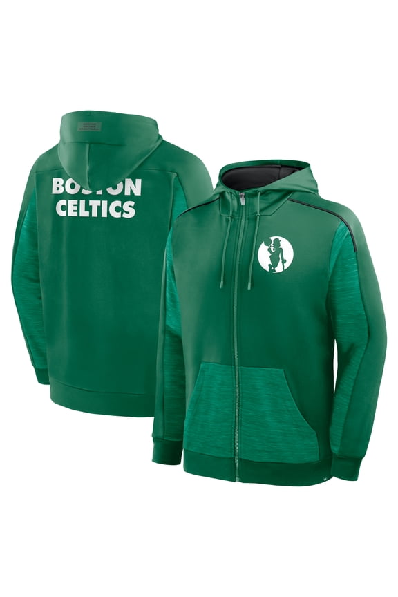 Men's Fanatics Kelly Green Boston Celtics Back Door Cut Play Defender Full-Zip Hoodie