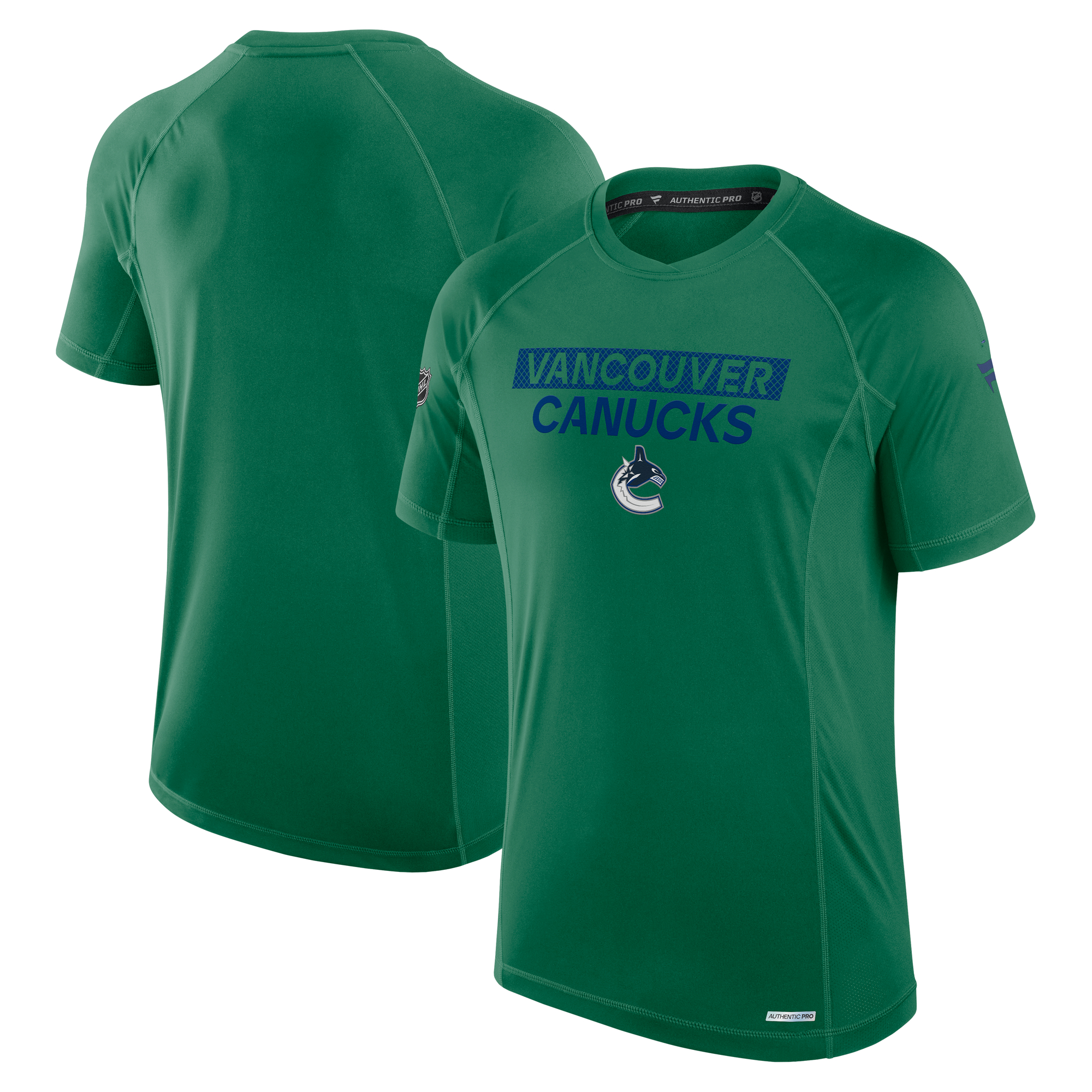 Men's Fanatics Kelly Green Vancouver Canucks Authentic Pro Rink Tech T-Shirt