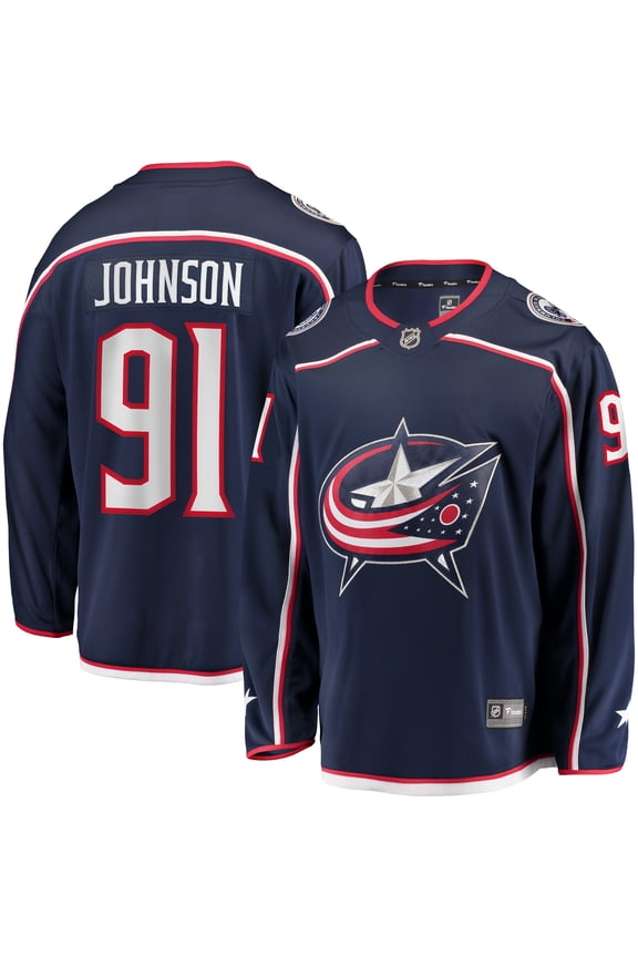 Men's Fanatics Kent Johnson Navy Columbus Blue Jackets Home Breakaway Jersey