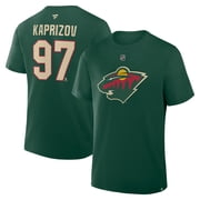 Mens Fanatics Kirill Kaprizov Green Minnesota Wild Authentic Stack Name & Number T-Shirt
