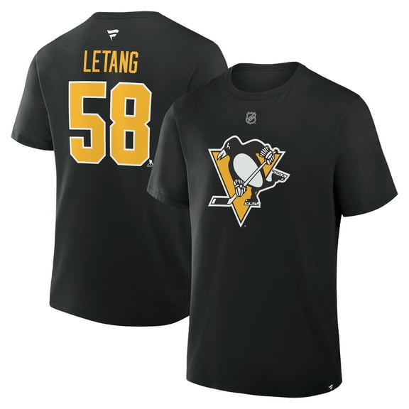Men's Fanatics Kris Letang Black Pittsburgh Penguins Authentic Stack Name & Number T-Shirt