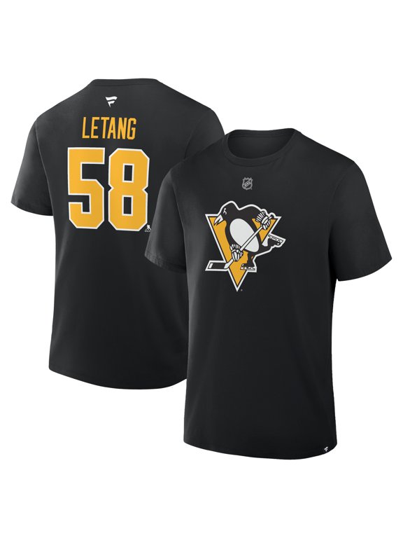 Men's Fanatics Kris Letang Black Pittsburgh Penguins Authentic Stack Name & Number T-Shirt