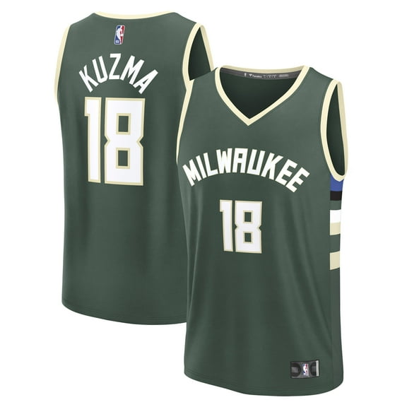Men's Fanatics Kyle Kuzma Hunter Green Milwaukee Bucks Fast Break Replica Player Jersey - Icon Edition