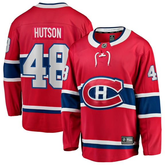 Men's Fanatics Lane Hutson Red Montreal Canadiens Home Breakaway Jersey