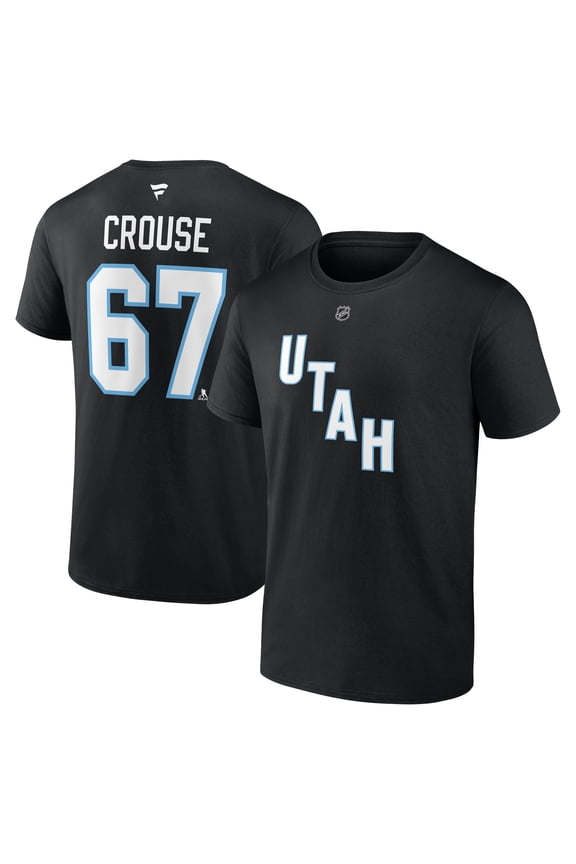 Men's Fanatics Lawson Crouse Black Utah Mammoth Authentic Stack Name & Number T-Shirt