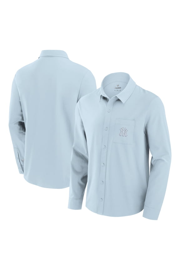 Men's Fanatics Light Blue New York Yankees Front Office Long Sleeve Button-Up Shirt