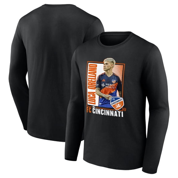 Men's Fanatics Luca Orellano Black FC Cincinnati Player Program Long Sleeve T-Shirt