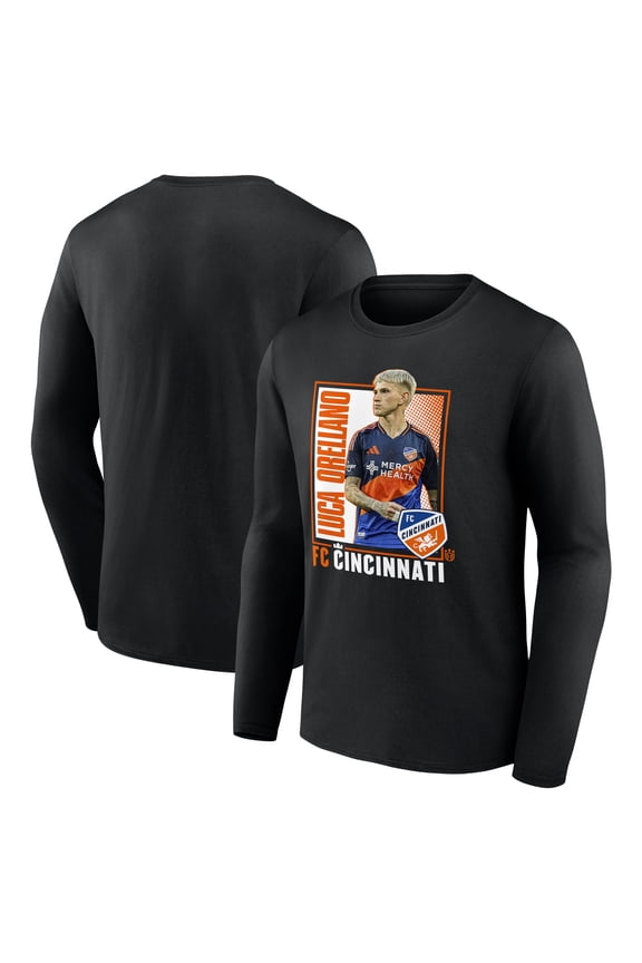 Men's Fanatics Luca Orellano Black FC Cincinnati Player Program Long Sleeve T-Shirt