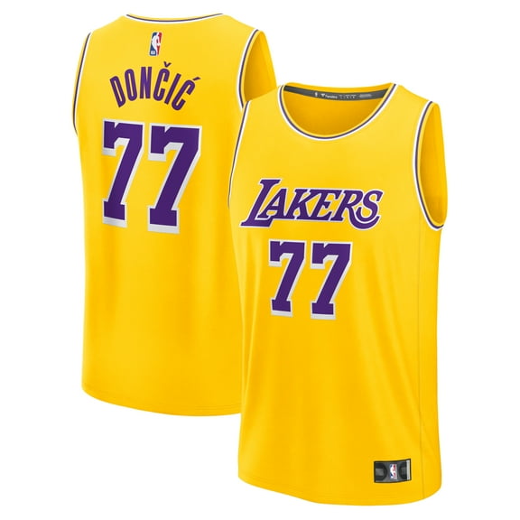 Men's Fanatics Luka Don-i- Gold Los Angeles Lakers Fast Break Replica Player Jersey - Icon Edition