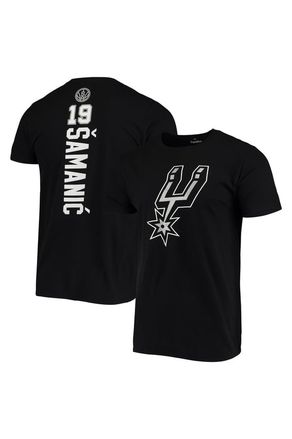 Men's Fanatics Luka Samanic Black San Antonio Spurs Playmaker Name & Number Logo T-Shirt