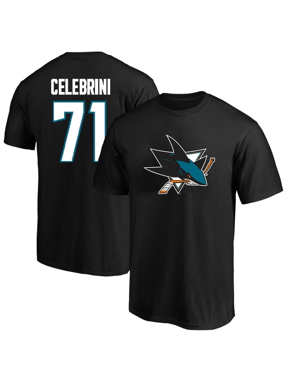 Men's Fanatics Macklin Celebrini Black San Jose Sharks Big & Tall Name & Number T-Shirt