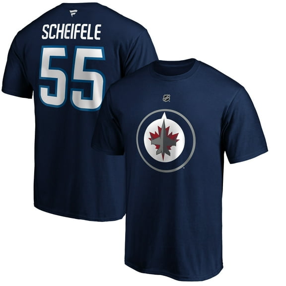 Men's Fanatics Mark Scheifele Navy Winnipeg Jets Authentic Stack Name & Number Team T-Shirt