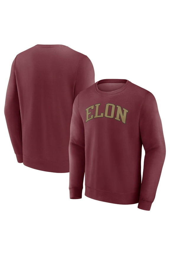 Men's Fanatics Maroon Elon Phoenix Short Name Pullover Sweatshirt