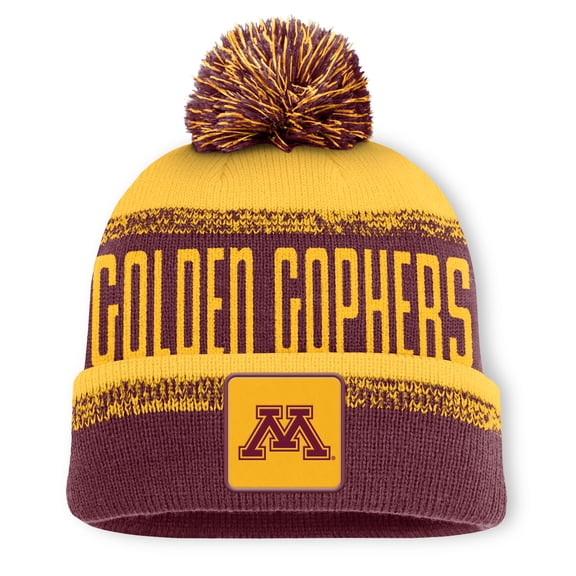 Men's Fanatics Maroon/Gold Minnesota Golden Gophers Thrive Cuffed Knit Hat with Pom