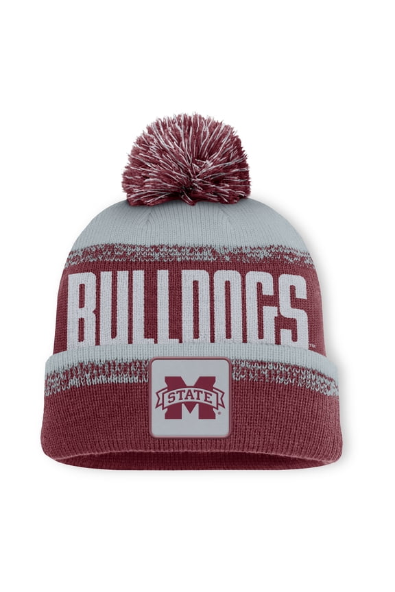 Men's Fanatics Maroon/Gray Mississippi State Bulldogs Thrive Cuffed Knit Hat with Pom