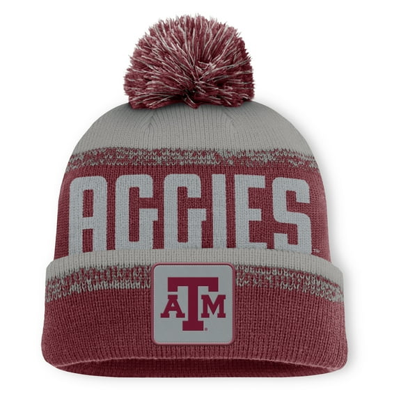 Men's Fanatics Maroon/Gray Texas A&M Aggies Thrive Cuffed Knit Hat with Pom